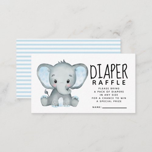 Boys Blue Elephant Diaper Raffle Enclosure Card