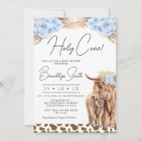 Boys Blue Floral Highland Cow Baby Shower 