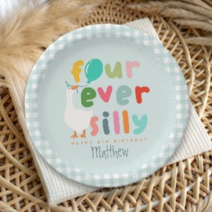 Boys Blue Four Ever Silly Goose Farm 4th Birthday Paper Plates
