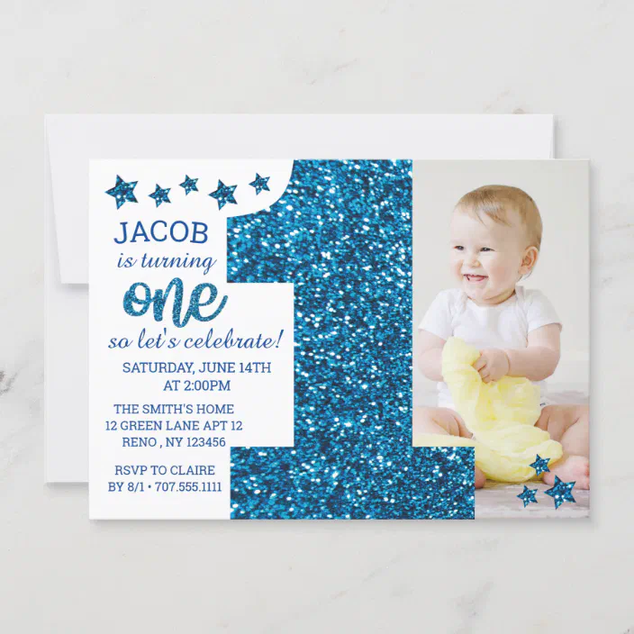 10 Personalised Photo Boys First 1st Birthday Party PHOTO Invitations Invites 