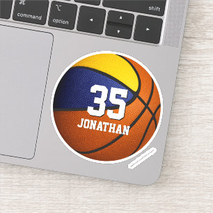 boys blue gold team colors basketball sticker