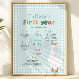 Boys Blue Goose First Year Birthday Milestone Poster
