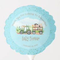 Boys Blue Green Farm Animals Tractor Baby Shower   Balloon