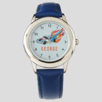 Boys Blue Hot Flames & Racing Car Kids Watch