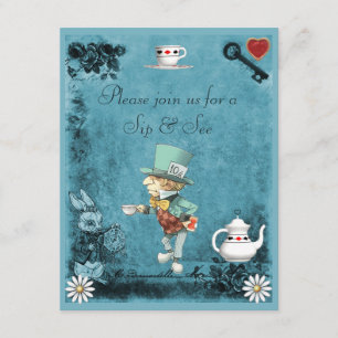 Boy's Blue Mad Hatter Sip & See Baby Shower Invitation