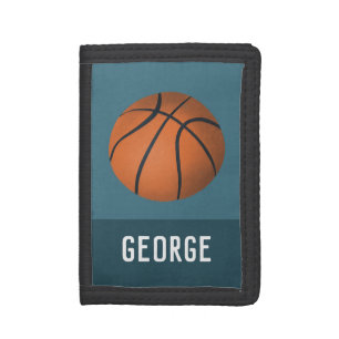 Boys Blue Modern and Sporty Basketball Kids Tri-fold Wallet