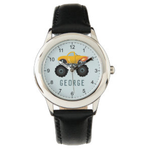 Boys Blue Monster Hot Flames Truck Kids Watch