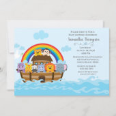 Boys Blue Noah's Ark Baby Shower Invitation (Front)