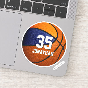 boys blue orange team colors basketball sticker