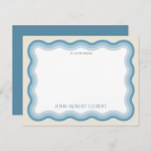 Boys Blue Personalized Note Card Flat Stationery