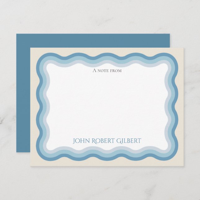 Boys Blue Personalized Note Card Flat Stationery (Front/Back)