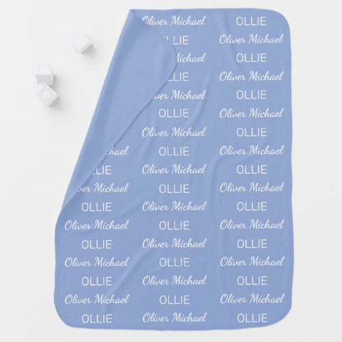 Boys Blue Personalized Script Name Baby Blanket