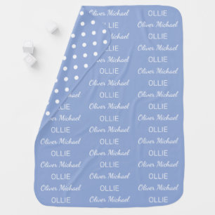 Boys Blue Personalized Script Name Baby Blanket