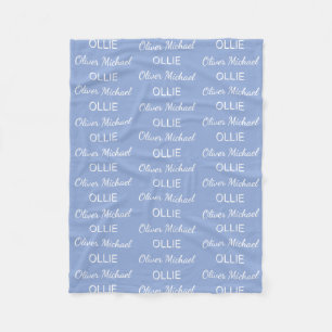 Boys Blue Personalized Script Name Fleece Blanket