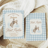 Boys Blue Plaid Cowboy First Rodeo 1st Birthday