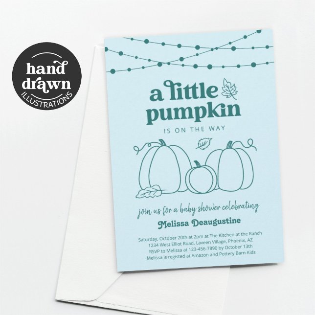 Boys Blue Pumpkin Baby Shower Invitation (Creator Uploaded)