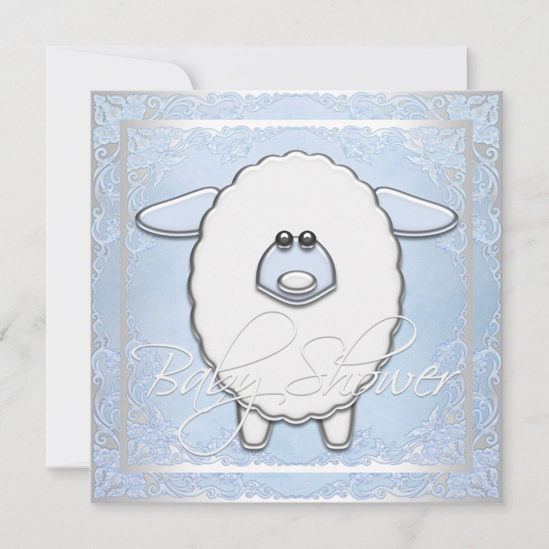 Boys Blue Sheep Baby Shower Invitation Zazzle