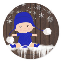 Boys Blue Snowflake Baby Shower Stickers