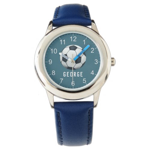 Boys Blue Sports Soccer Football Kids Watch