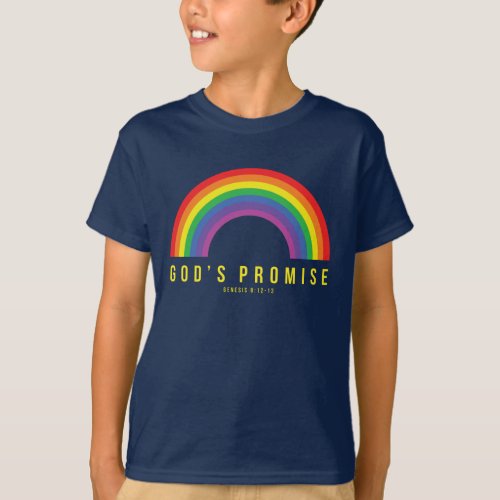 Boys Blue T_Shirt Rainbow Gods Promise