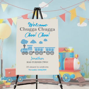 Boys Blue Train Any Age Birthday Party Foam Board