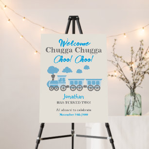Boys Blue Train Any Age Birthday Party Foam Board