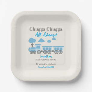 Boys Blue Train Any Age Birthday Party Paper Plates