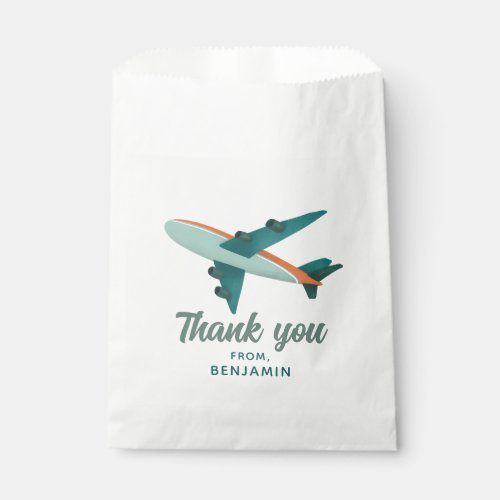 Boys Blue Travel Airplane Kids Birthday Favor Bag
