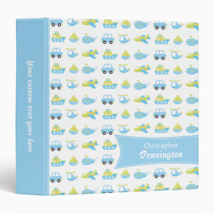 Boys blue travel time personalized avery binder