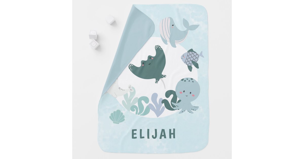 Boys Blue Under The Sea Ocean Animals Baby Blanket | Zazzle