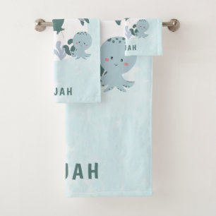 Boys Blue Under The Sea Ocean Animals Kids Bath Towel Set