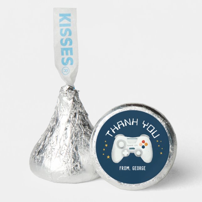 Boys Blue Video Game Thank You Kids Birthday Hershey®'s Kisses® (Front)