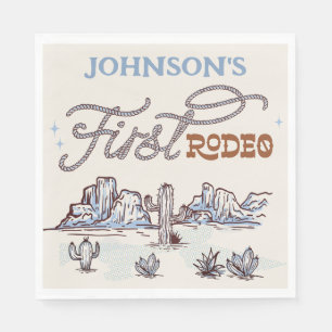 Boys Blue Western Desert First Rodeo 1st Birthday Napkins