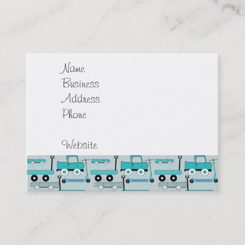 Boys Blue Wheels Retro Scooters Cars Wagons Trucks Business Card