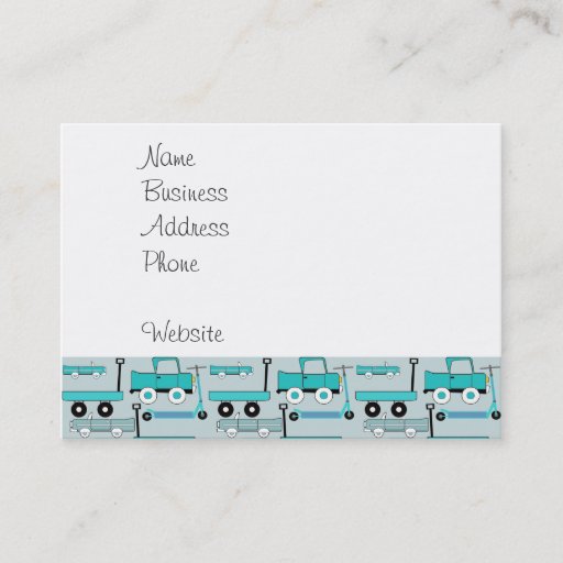 Customizable Boys Blue Wheels Retro Scooters Cars Wagons Trucks Business Card Template
