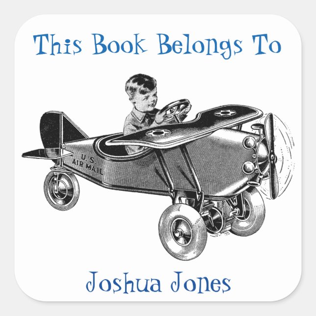 Boys Bookplate Sticker. This Book Belongs To. (Front)