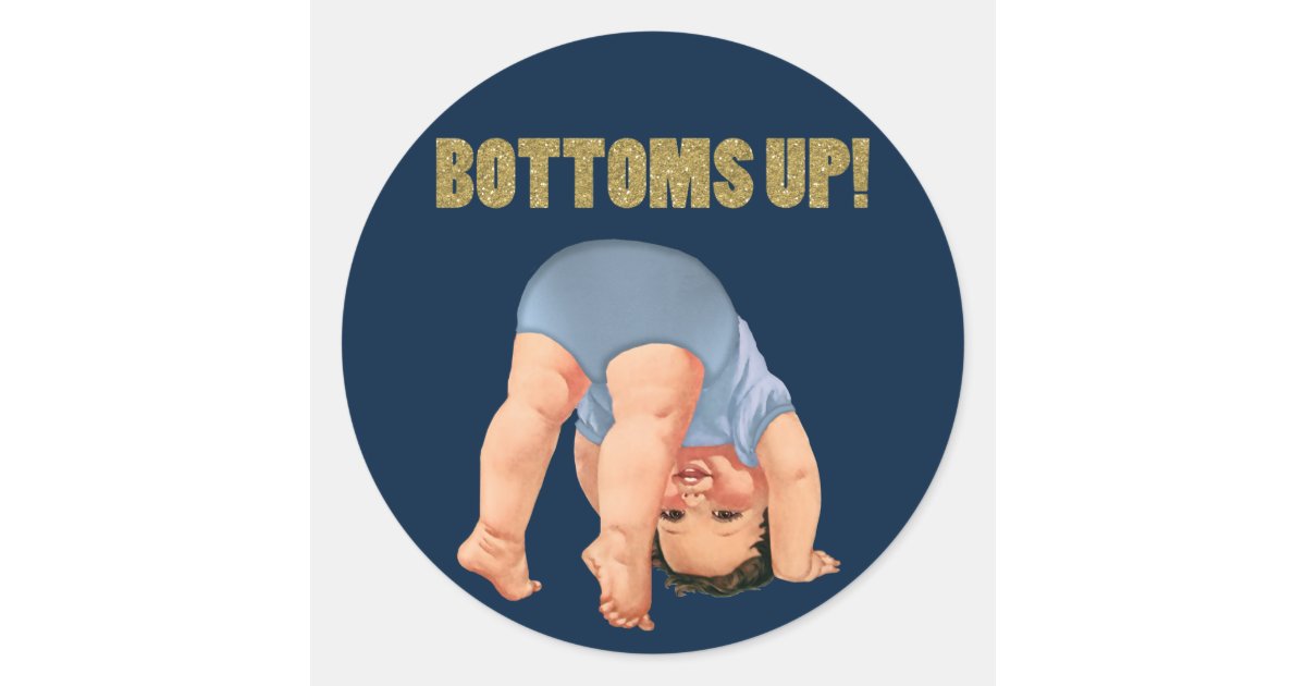 Boys Bottoms Up Baby Shower Classic Round Sticker Zazzle