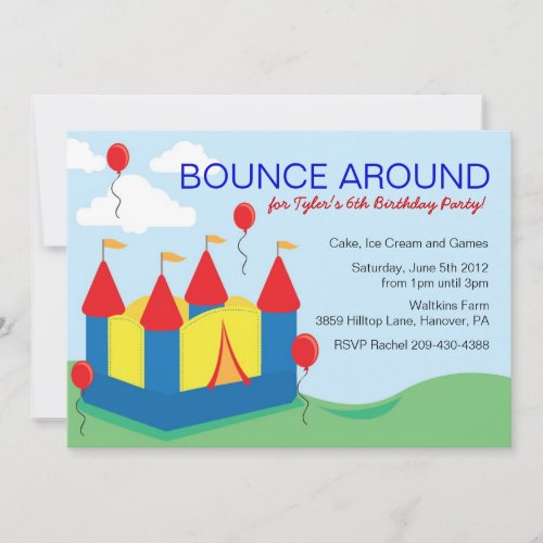 Boys Bounce House Birthday Party Invitations