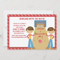 Boys Bowling Birthday Party Invitation