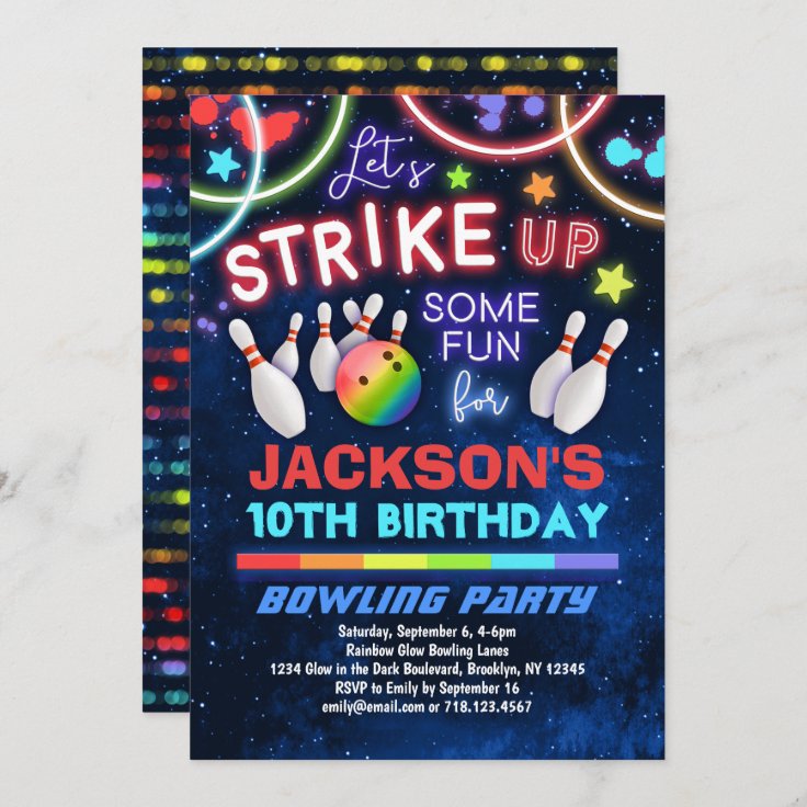 Boys Bowling Birthday Party Invitation | Zazzle