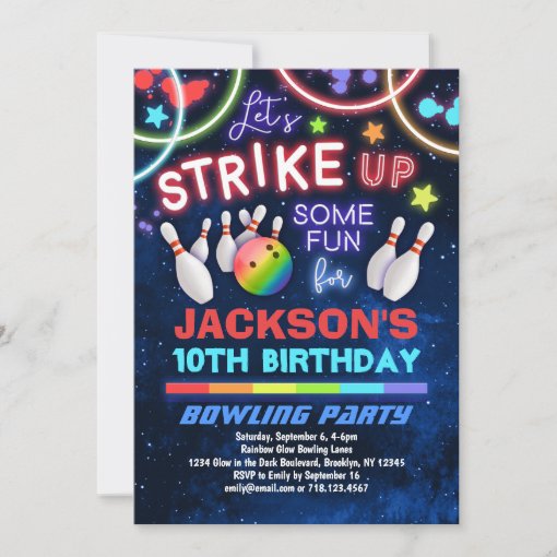 Boys Bowling Birthday Party Invitation | Zazzle