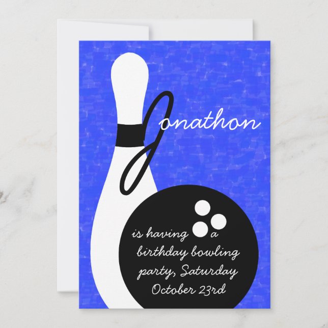 Boys Bowling Birthday Party Invitation (Front)
