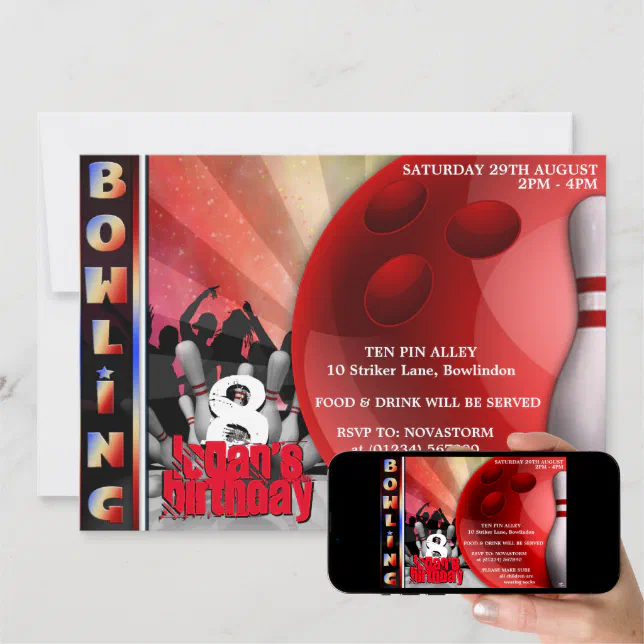 Boys Bowling Party Invitations Zazzle