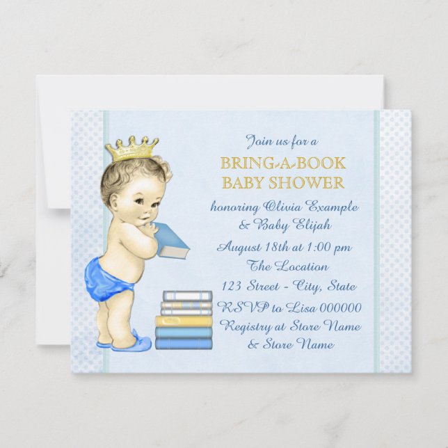 Boys Bring A Book Baby Shower Invitation (Front)