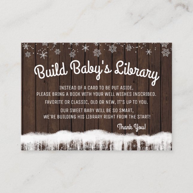 Boys Bring a Book Cards Rustic Wood Snowflake (Front)