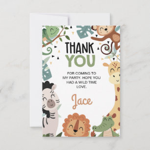 Boys Brown Green Born Two Be Wild 2nd Birthday  Thank You Card