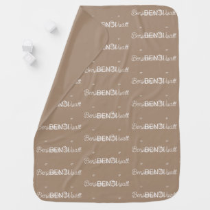 Boys Brown Personalized Script Name Baby Blanket