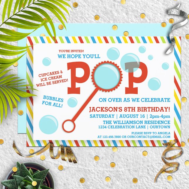 Boy's Bubble Party Birthday Invitation (Creator Uploaded)