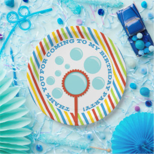 Boy's Bubble Party Birthday Paper Plates