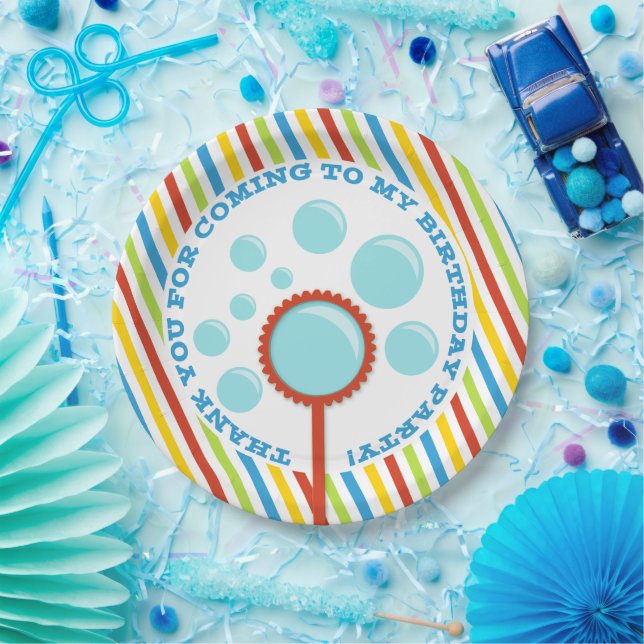 Boy's Bubble Party Birthday Paper Plates (Party)